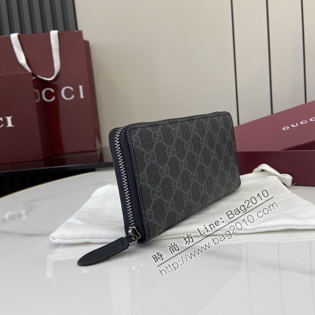 Gucci專櫃古馳最新款Emblem系列經典圖案全拉鏈錢包男士長錢夾 jh2699型號：821207